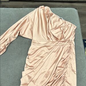 Chic One-Shoulder Peach Dress